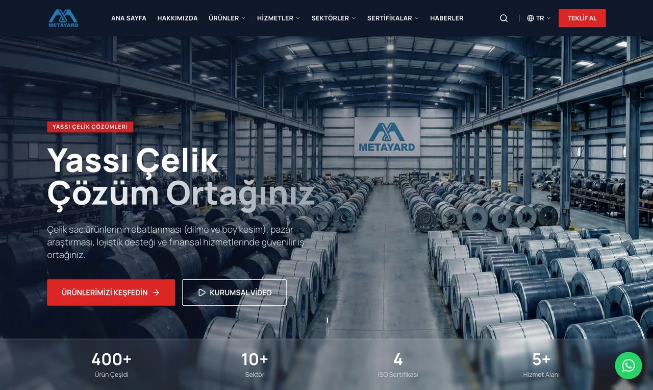 Metayard Metalürji web sitesi